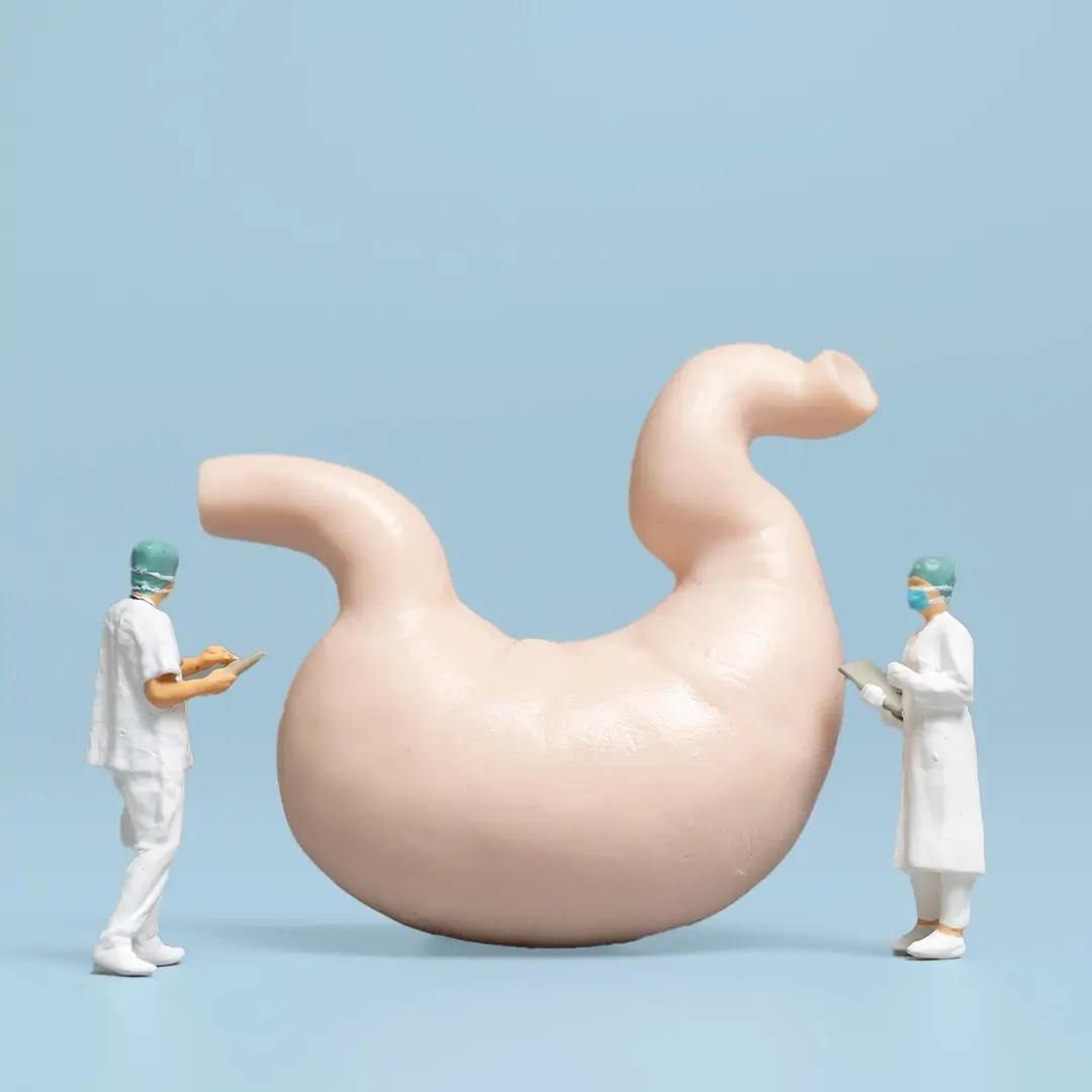 A Surreal Image Of A Stomach With Two Doctors Standing At The Sides
