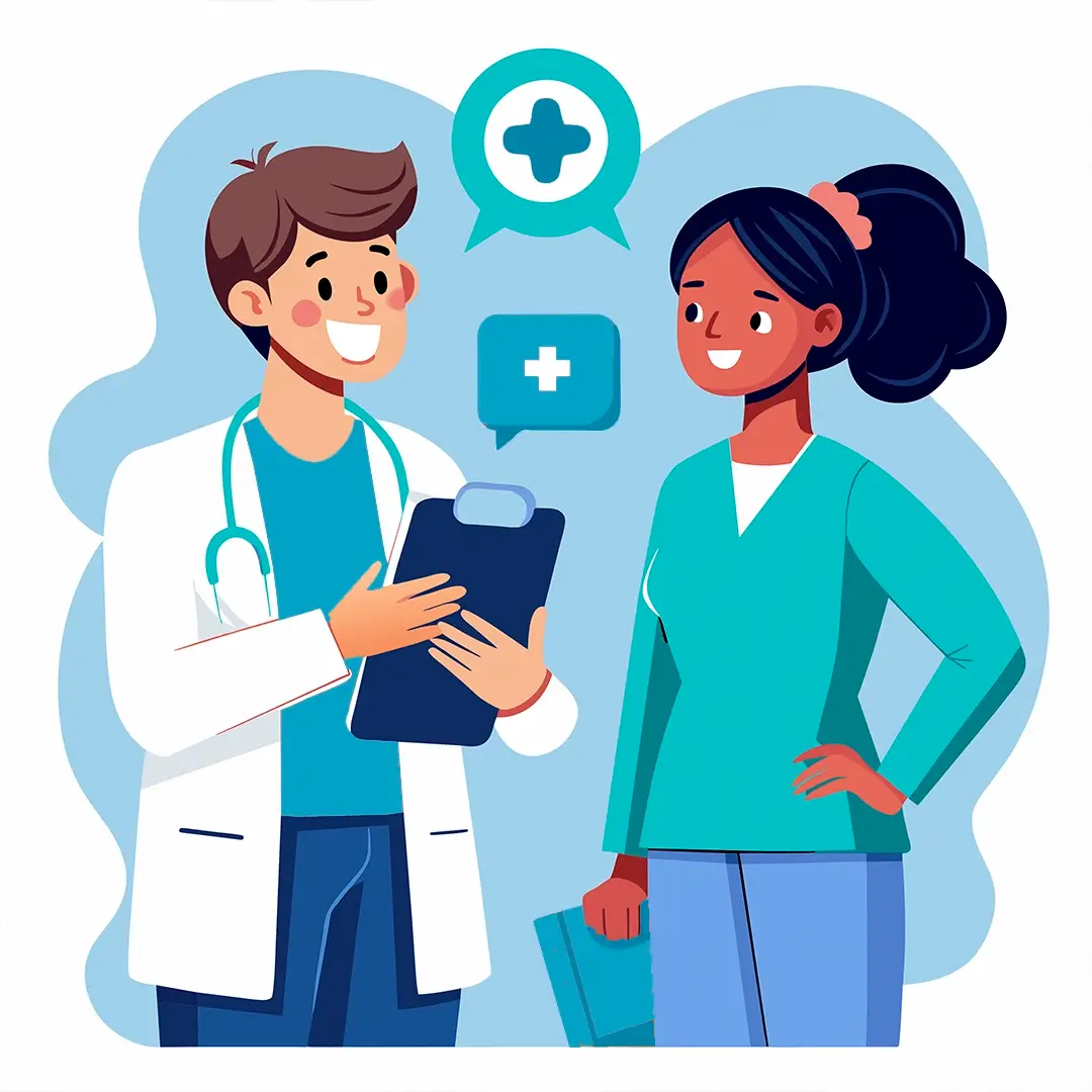 An Illustration Of A Patient Consulting A Doctor